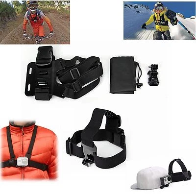 $16.44 • Buy Head Strap Mount + Chest Harness Strap+J HOOK MOUNT Go Pro HD Hero 9 8 6 5 7 10