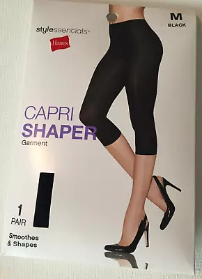 Hanes Style Essentials Capri Shaper Garment Smoothes Shapes Size M Black - NEW • $11