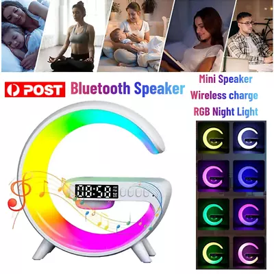 Sound Machine Smart Alarm Clock Wireless Charger Bluetooth Speaker Night Light • $26.54