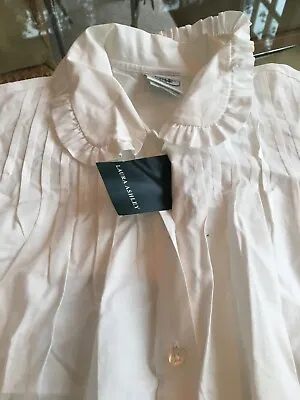 Vintage Laura Ashley Womens Blouse SS White Cotton Peter Pan Collar 8 NWT • $59.99
