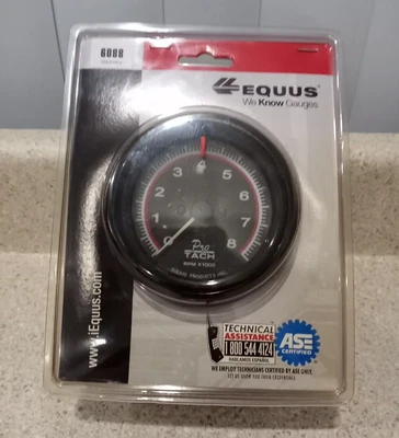 $39.95 • Buy EQUUS #6088 TACHOMETER 3 1/2  BLACK FACE BLACK BEZEL Brand New