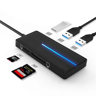 USB 3.0 Hub Type- A/Type-C Adapter W/SD/TF Card Reader Ports Ultra Slim Data Hub • $11.99