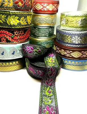 4a) 2 Yards 23-25mm Trimming Embroidery Embosed Ribbon Braid Haberdashery Sewing • £2.99