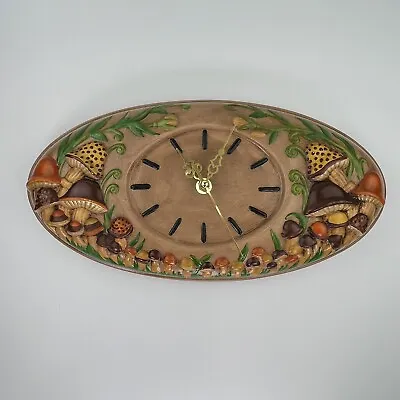 Atlantic Mold Vintage Ceramic Mushroom Wall Clock Boho Hippie New Mechanism • $59