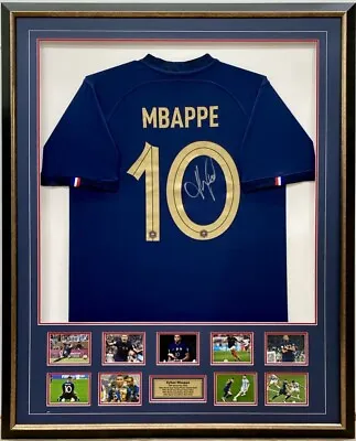 KYLIAN MBAPPE Signed Jersey France 2018 & 2022 World Cup Photos FRAMED COA • $1995