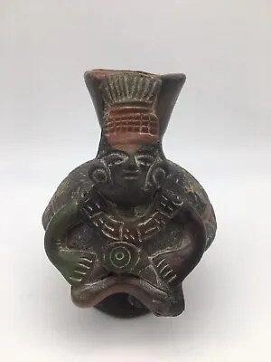 Vintage Clay Pottery Aztec Mayan Mexican Folk Art Bud Vase • $35