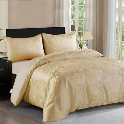 Luxury Jacquard Duvet Quilt Cover Paisley Bedding Set Double King Size & Cushion • £34.45