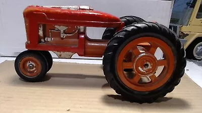 Vintage Toy Tractor Plastic/Rubber Red Unknown Brand 8 Inches Long • $9.69