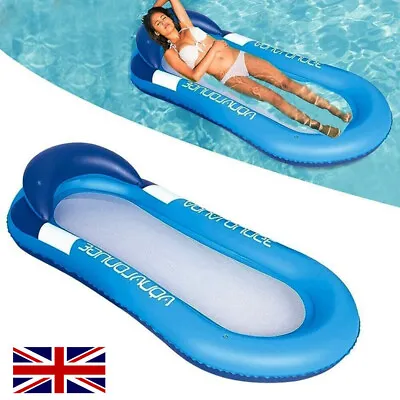 Inflatable Lilo Lounger Chair Floating Row Beach Swimming Pool Aid Air Mat Bed • £11.98
