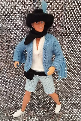 Hand Knitted Cowboy Ken Barbie Doll Clothes Shorts Hat Jacket Neckerchief  • £9.99