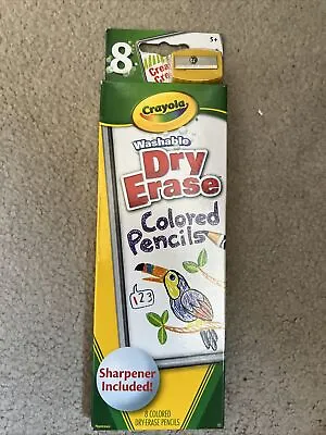 New Crayola Washable Dry Erase Coloured Pencils Sharpener Included • £3.99