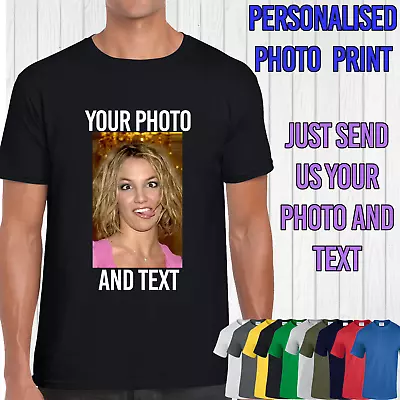 Mens Personalised Photo Printed T-shirt Custom Image Print T Shirt Stag Do • £10.99