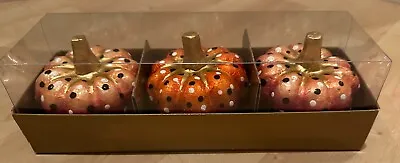 MacKenzie-Childs Purple & Orange Dotty Capiz Pumpkins - Set Of 3 - NIB • $30