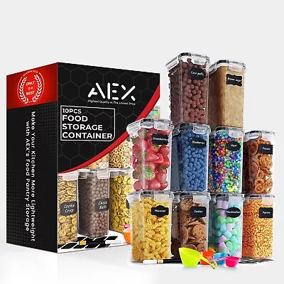 AEX 10pcs Airtight Food Storage Dispenser Cereal Storage Containers Rice Jar UK • £24.99