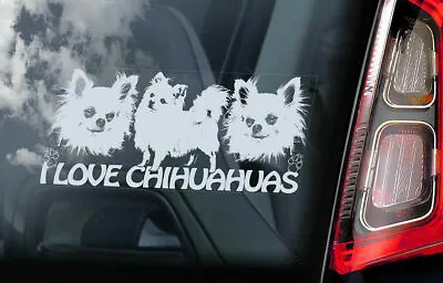£3.99 • Buy I Love Chihuahuas Car Sticker - Dog On Board Long Haired Window Bumper Decal V8