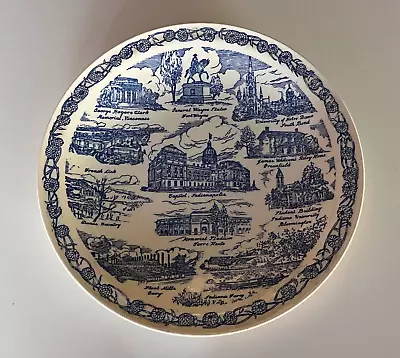 Vernon Kilns Collectors State Plate ~ Indiana ~ 10 1/2  ~ Blue ~ VG ~ GORGEOUS • $20