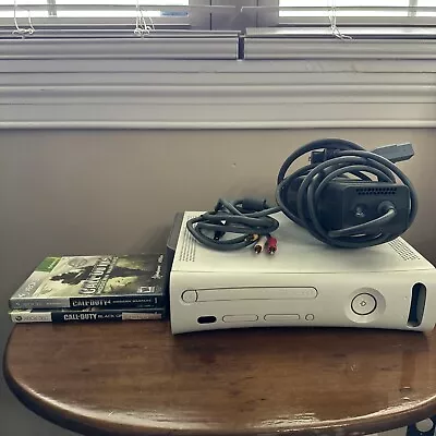 Original Xbox 360 13.8GB White Console Bundle W/ COD Games And Chords - Tested • $100