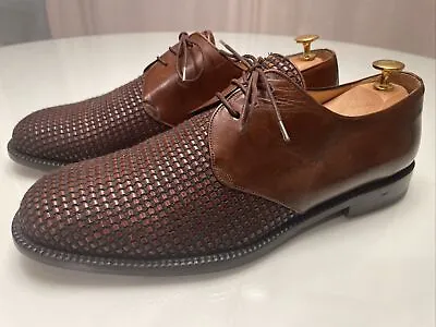 Rare Mezlan 9926 Men's Weave Brown Derby - Size 10.5M - Excellent Pre-owned • $74.99