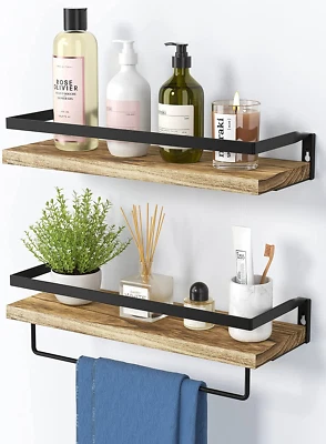 $23.67 • Buy Floating Shelves, Bathroom Shelf With Towel Bar, Wall Shelves For Bathroom/Livin