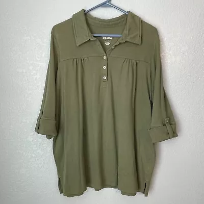 Mainstreet Blues Olive Green Half-sleeve Top Ladies Size 1X • $12