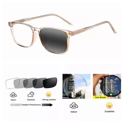 Men Women Acetate Metal Square Transition Photochromic Reading Glass +1.0~+6.0 • $17.99