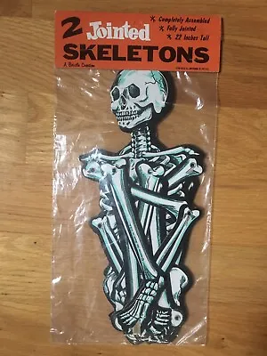 Vintage Halloween Beistle Skeleton 22” Jointed Die Cut New Old Stock Set Of 2 • $44.95