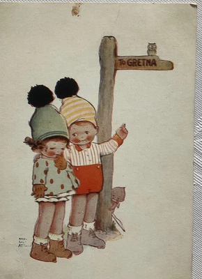 £2 • Buy Antique Mabel Lucie Attwell Engagement / Wedding Postcard