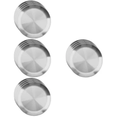  16 Pcs Circle Tray Metal Plates For Eating Stainless Steel Camping • £47.49