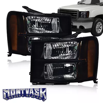 Smoked/Black Headlight Head Lamps New Fit For 07-14 GMC Sierra 1500 2500 3500  • $74.60