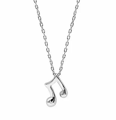 Fashion Women Music Note 925 Sterling Silver Pendant Chain Necklace 15.5-17.5  • $15.50