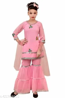 $40.24 • Buy Round Neck Sleeveless Full Long Length Layered Ethnic Wear Top With Sharara Set