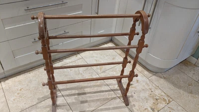 £9 • Buy Vintage Style Pine Free Standing  Wooden Towel Rail / Drying Rack - Used