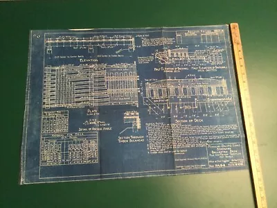 Missouri Pacific Railroad 1928 Ballasted Deck Pile & Frame Trestles Blueprint • $19.95