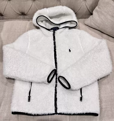 Authentic Ralph Lauren Unisex Kids White Teddy Fleece Jacket Size 8 • $52