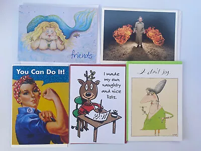 Lot Of 5 Assorted Greeting Cards Funny Zero Gravity Marcel Schurman Palm Press • $14