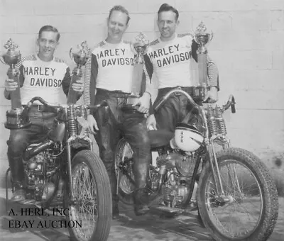 Harley-Davidson Hillclimb Racing Team Of A.D. Farrow - Motorcycle Racing Photo • $4.95