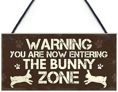 Bunny Zone  Sign Rabbit Lover Gift | Door Hutch Rabbit Hanging Sign • £5.50