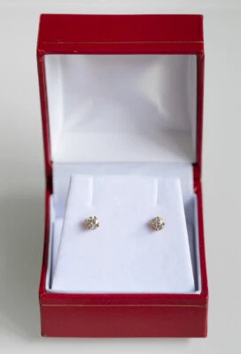 £449 • Buy Diamond Solitaire Stud Earrings 18K Yellow Gold, Approx 1/3 Ctw, New