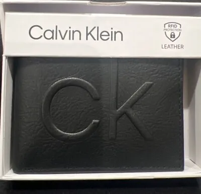Calvin Klein Men's RFID Genuine Leather Slimfold Wallet Black • $29.99