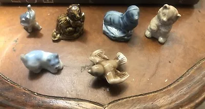 6 Vintage Miniature Porcelain Animal Figurines-1 Is Wade Made In England GC • $17.99