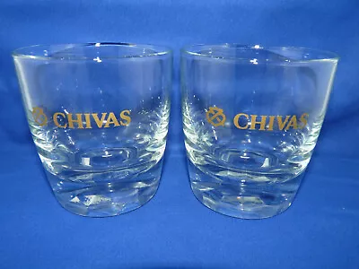 Set Of 2 CHIVAS REGAL Scotch Whisky Glasses 300ml HEAVY BASE Whiskey Rocks Glass • $29.95