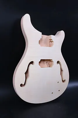 Unfinished Semi Hollow Guitar Body Mahogany Bottom Flame Maple Veneer Top F Hole • £90