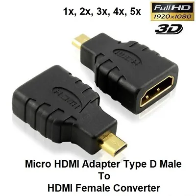 Brand New HDMI Female To Micro HDMI Type D Male Adapter Convertor In Gold Plated • £3.29