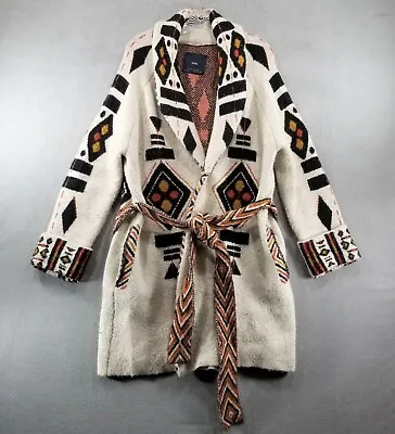 $79.99 • Buy ZARA Cardigan Sz S Tribal Aztec Belted Wrap Mid Length Coat Jacket Gwen Stefani