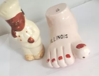 Vintage Ceramic Bare Foot With Chef Salt And Pepper Shaker Replacements Pieces • $12.99