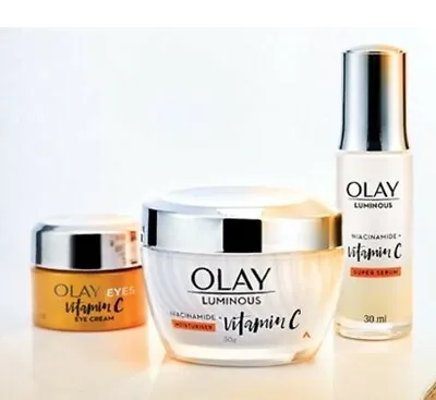 $75 • Buy Olay Luminous Vitamin C Moisturiser, Serum And Eye Cream - 3pc Set - RRP $180