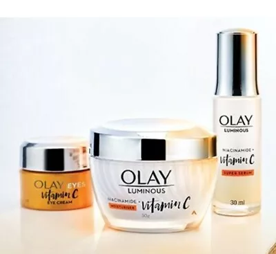 Olay Luminous Vitamin C Moisturiser Serum And Eye Cream - 3pc Set - RRP $180 • $72