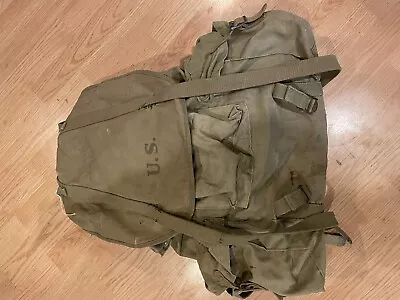 Vintage 1942 US Army WW2 Rucksack Backpack Hinson Mfg Hiking Pack 40s • $89