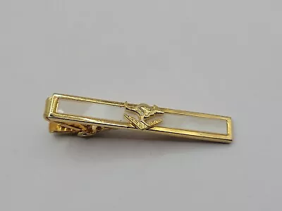 Vintage Tie Clip Tie Pin Gold Tone & Faux Mother Of Pearl With Kangaroo • $8