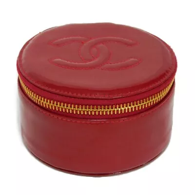 Chanel Pouch Coco Mark Jewelry Case Enamel Number 3 Vintage Cc Patent Red A02786 • $382.61